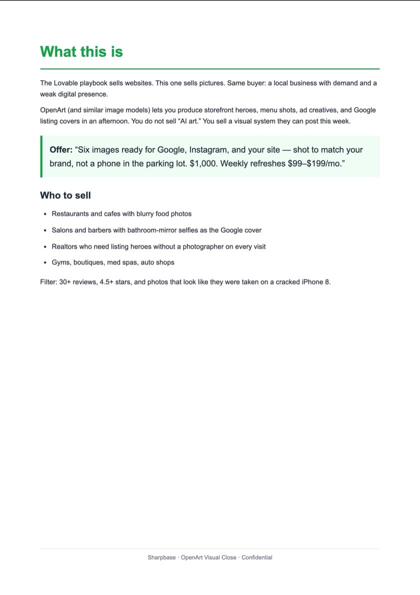 A page from the playbook: the six-image offer and who to sell.